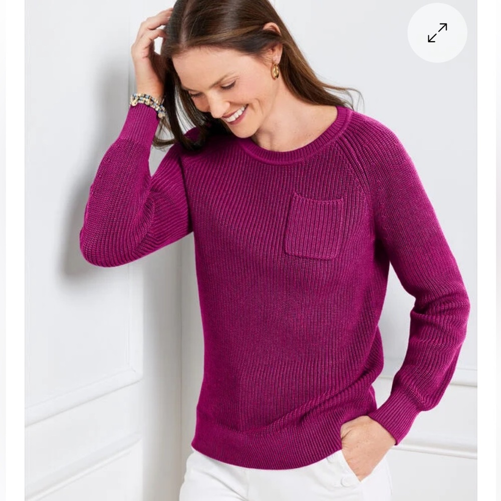 Fisherman Knit Sweater from Talbots, Size 2X in Vivid Mulberry. Rarely worn.